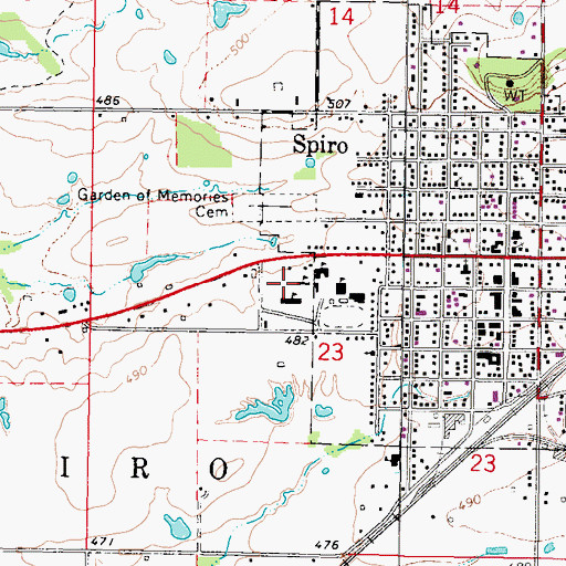 Topographic Map of Spiro Middle School, OK