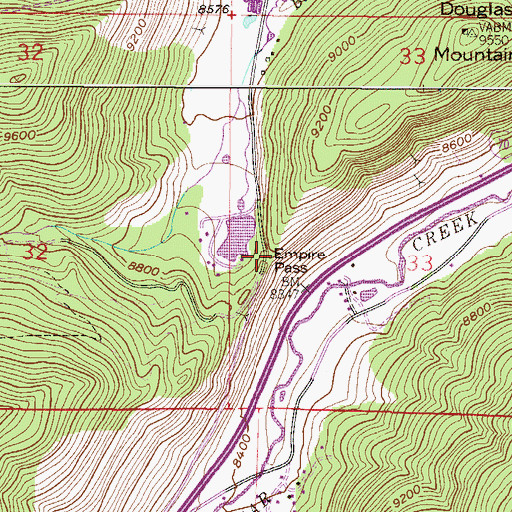 Topographic Map of Empire Pass, CO