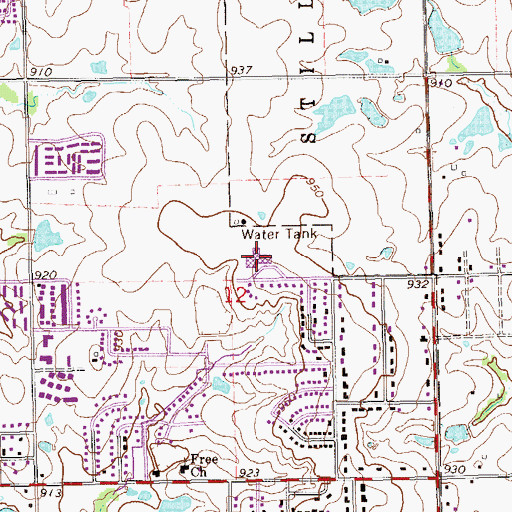 Topographic Map of Skyline Elementary School, OK