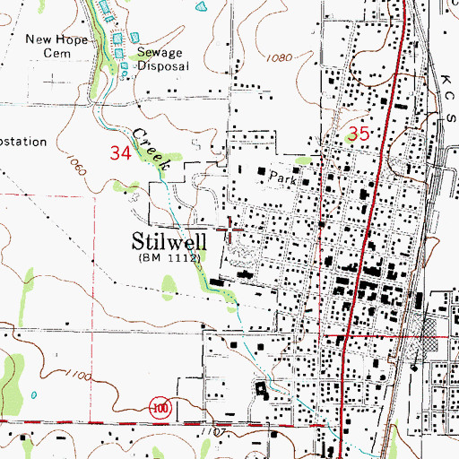 Topographic Map of Stilwell Middle School, OK