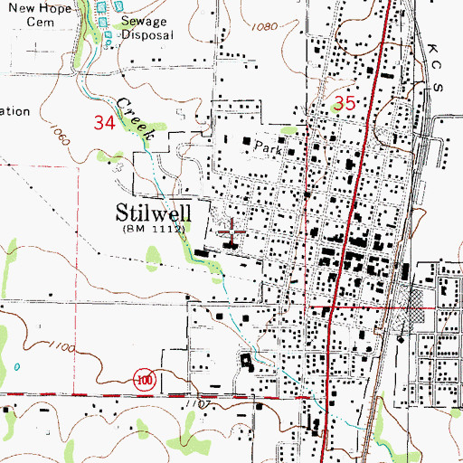 Topographic Map of Stilwell Elementary School, OK
