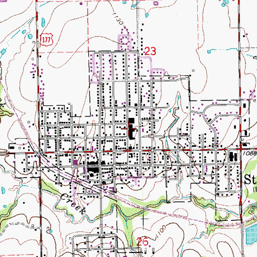 Topographic Map of Stratford Middle School, OK