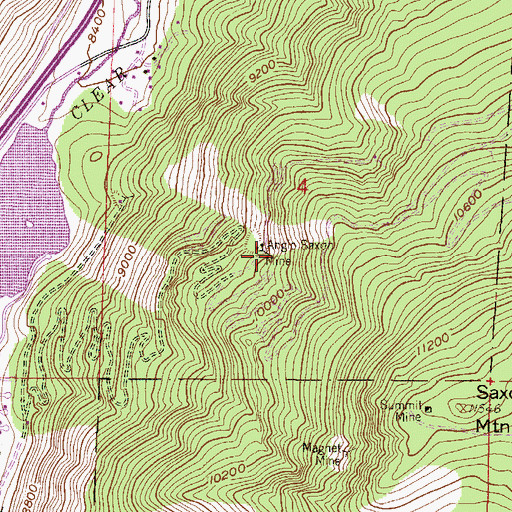 Topographic Map of Anglo Saxon Mine, CO