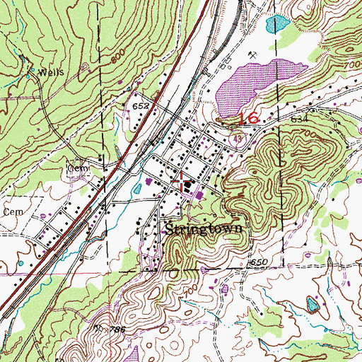 Topographic Map of Stringtown High School, OK