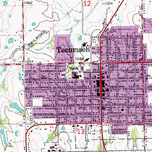 Topographic Map of Tecumseh Middle School, OK
