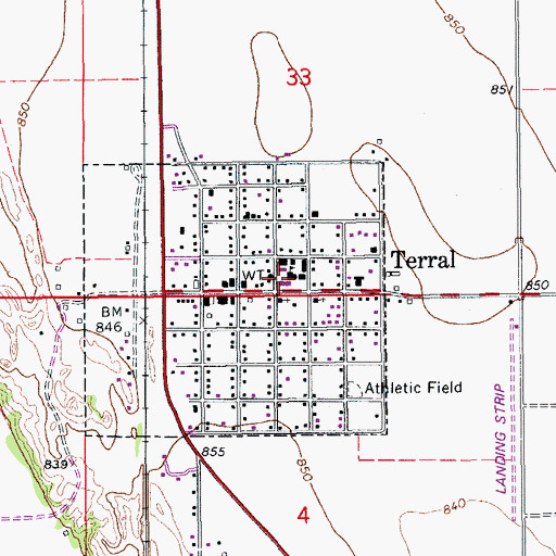 Topographic Map of Terral Elementary School, OK
