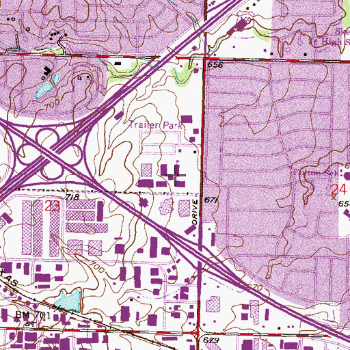 Topographic Map of Tulsa Technology Center Lemley Campus, OK