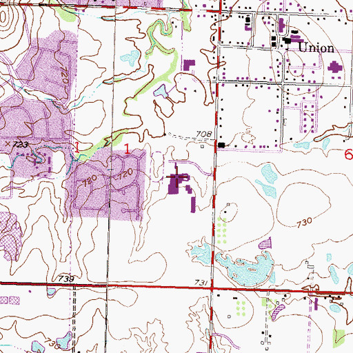 Topographic Map of Union High School, OK