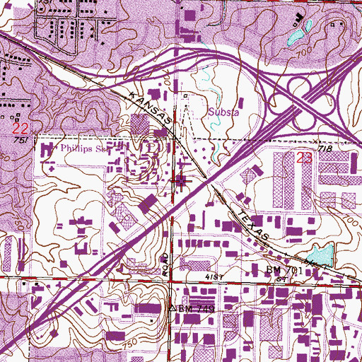 Topographic Map of Platt College, OK