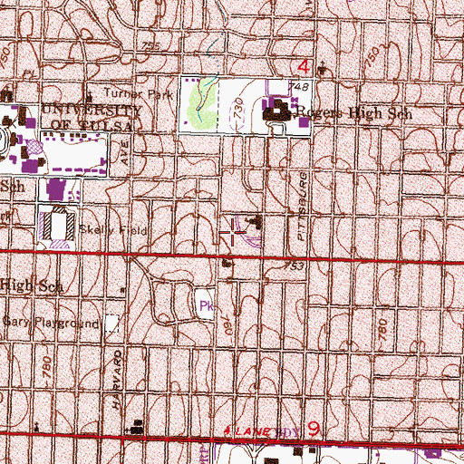 Topographic Map of Tulsa Adventist Academy, OK