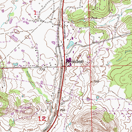 Topographic Map of Allen - Bowden Elementary School, OK