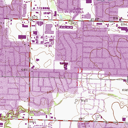 Topographic Map of Disney Elementary School, OK