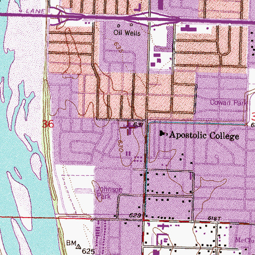 Topographic Map of Marshall Elementary School, OK