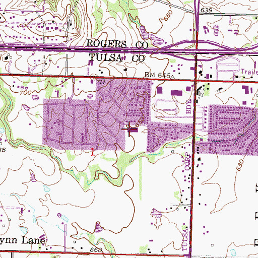 Topographic Map of Sandburg Elementary School, OK