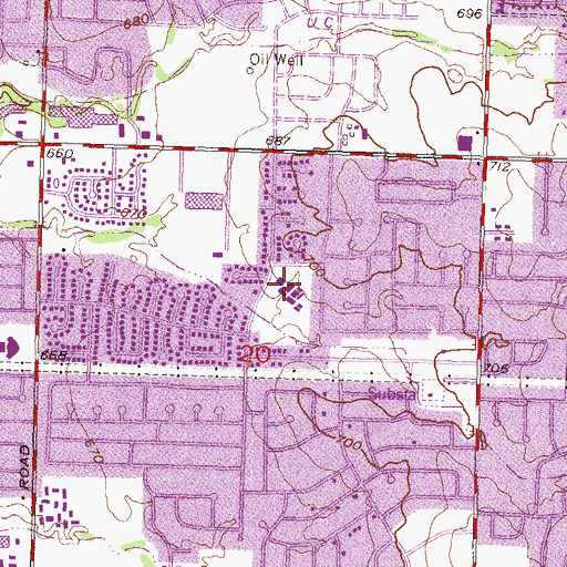Topographic Map of Briarglen Elementary School, OK