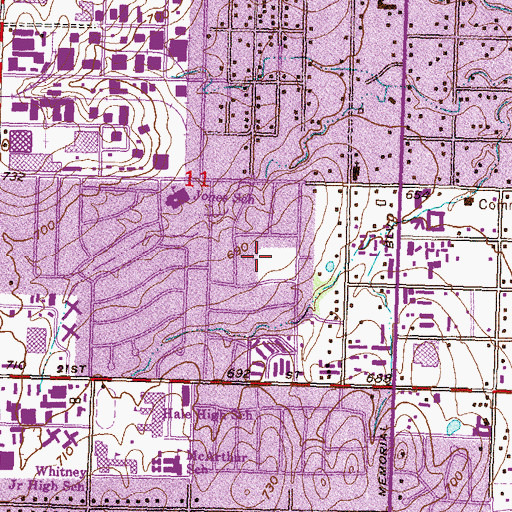 Topographic Map of Saint Pius X School, OK