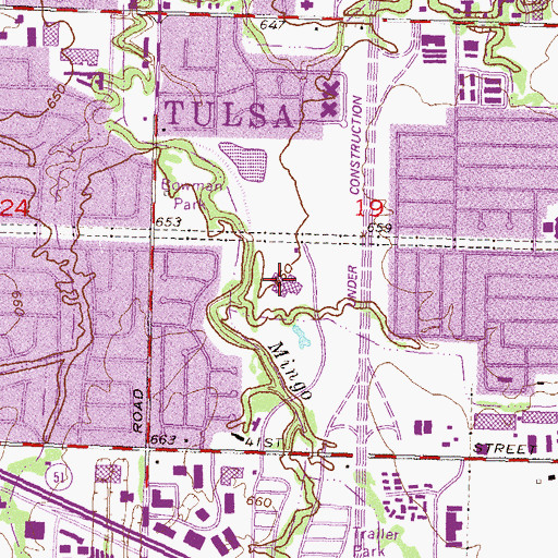 Topographic Map of Roy Clark Elementary School, OK
