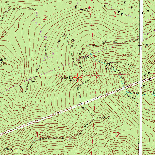 Topographic Map of Molly Bawn Mine, CO