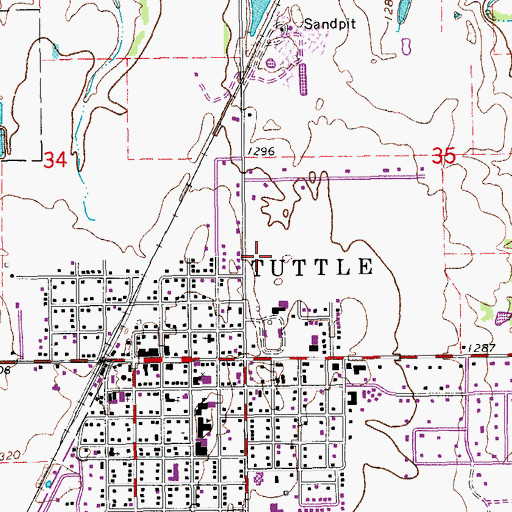 Topographic Map of Tuttle High School, OK