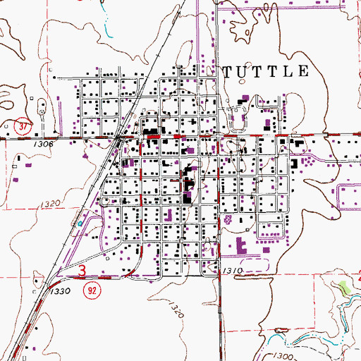 Topographic Map of Tuttle Elementary School, OK