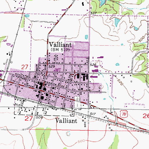 Topographic Map of Valliant Elementary School, OK