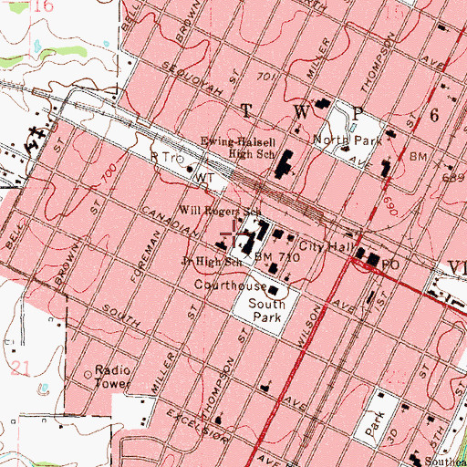 Topographic Map of Vinita Middle School, OK