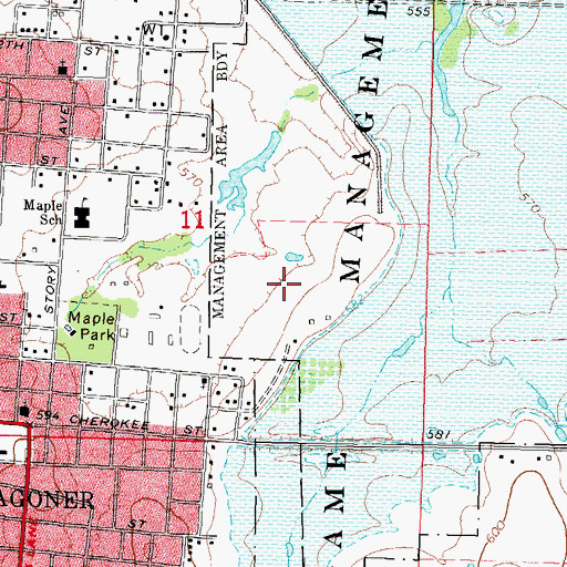 Topographic Map of Wagoner Middle School, OK