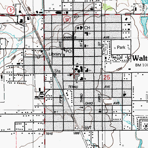 Topographic Map of Walters High School, OK