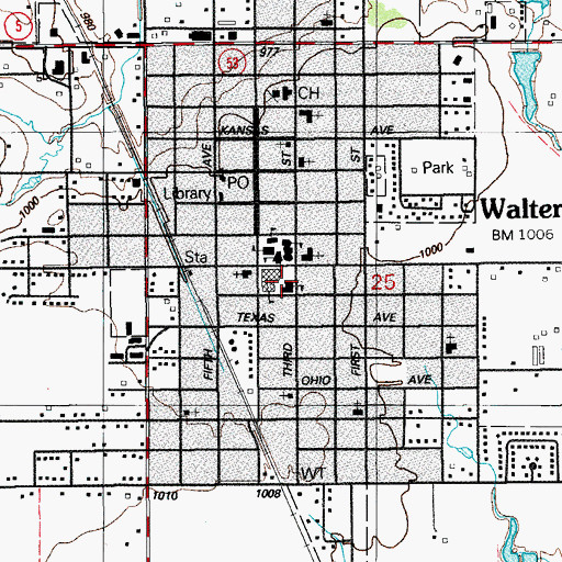 Topographic Map of Walters Middle School, OK