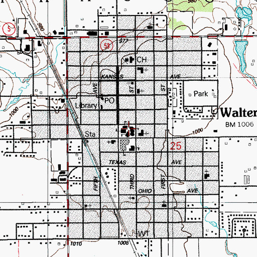 Topographic Map of Walters Elementary School, OK