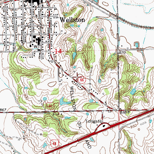 Topographic Map of Wellston Elementary School, OK