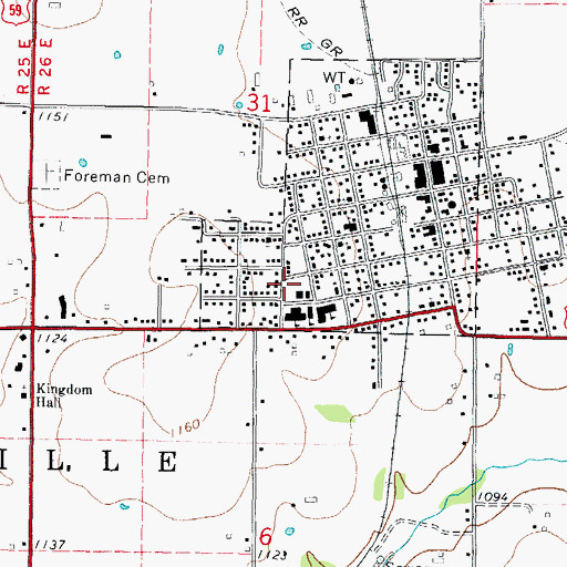 Topographic Map of Westville Junior High School, OK