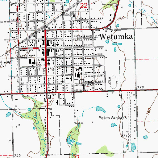 Topographic Map of Wetumka High School, OK