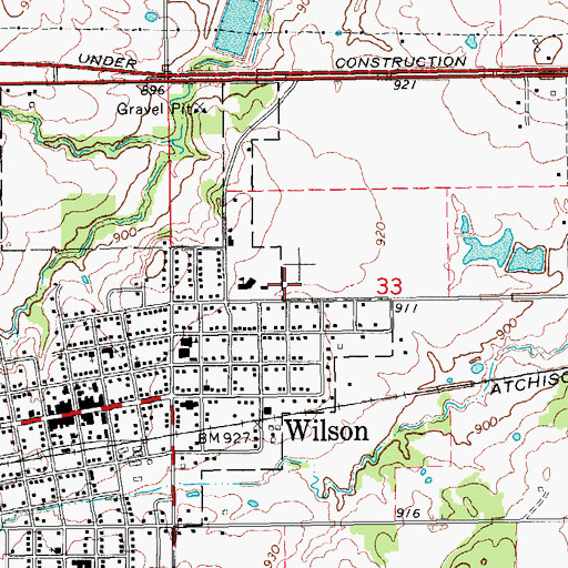 Topographic Map of Wilson Elementary School, OK