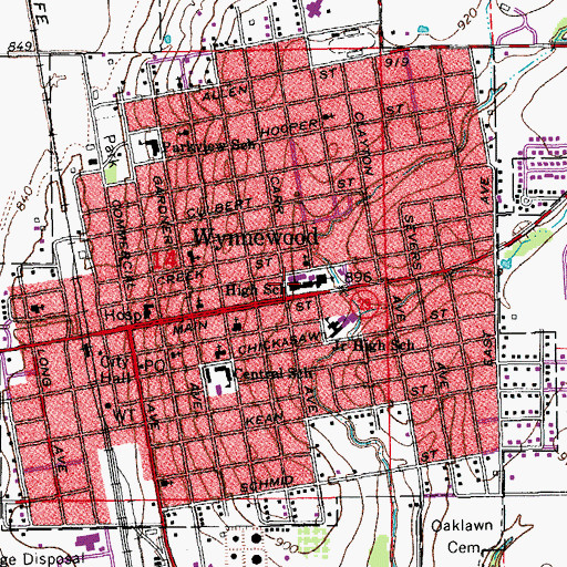 Topographic Map of Joy Primary School, OK