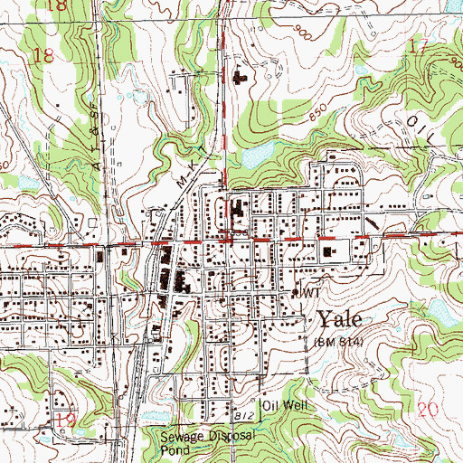 Topographic Map of Yale High School, OK