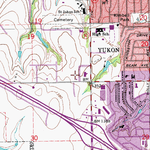 Topographic Map of Mid High School, OK