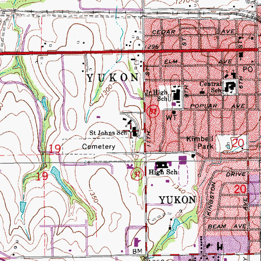 Topographic Map of Saint John Nepomuk Catholic School, OK