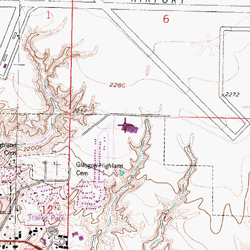 Topographic Map of Glasgow High School, MT
