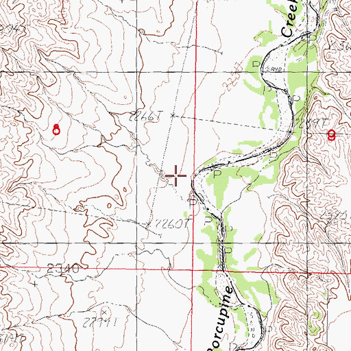 Topographic Map of Porcupine School (historical), MT