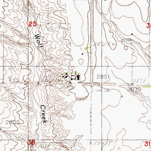 Topographic Map of Lustre Christian High School, MT
