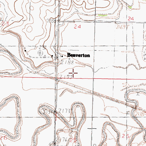 Topographic Map of Beaverton School (historical), MT