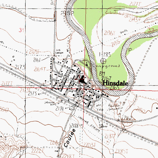 Topographic Map of Hinsdale School, MT