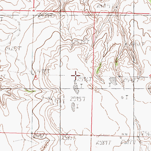 Topographic Map of Landre Hills, MT