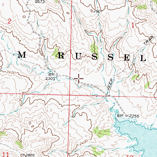 Topographic Map of Bone Trail Recreation Area, MT