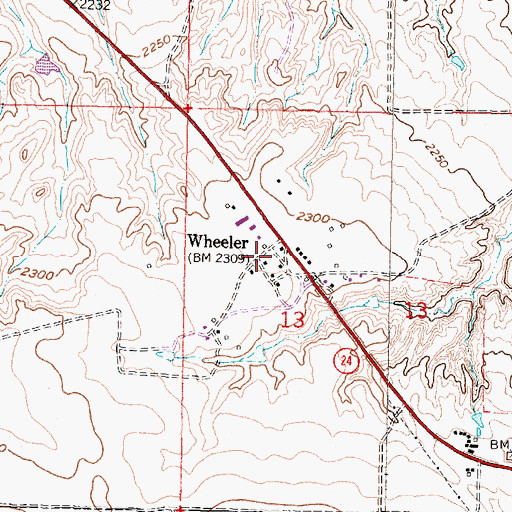 Topographic Map of Wheeler Post Office (historical), MT