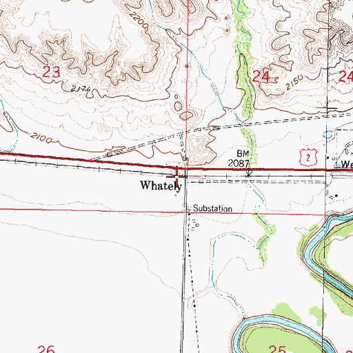 Topographic Map of Whately (historical), MT