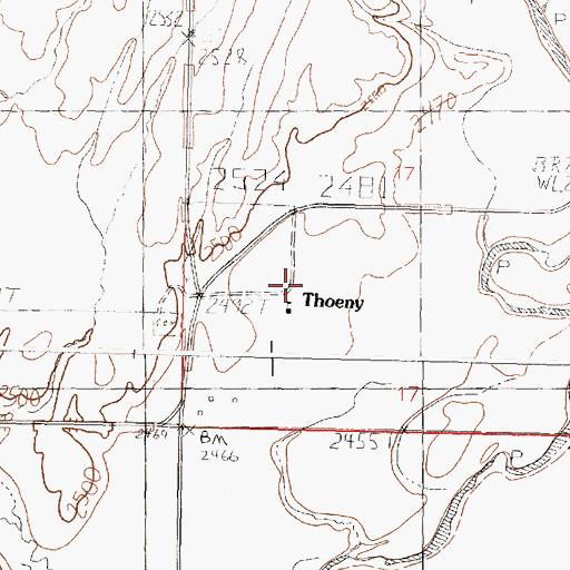 Topographic Map of Thoeny Post Office (historical), MT