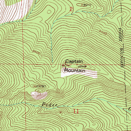 Topographic Map of Captain Mountain, CO