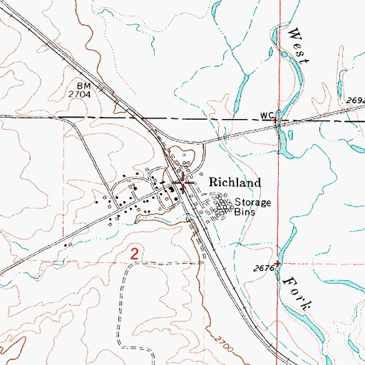 Topographic Map of Richland (historical), MT